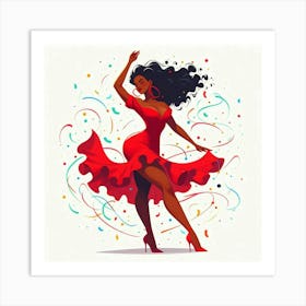 Line Art Salsa Dancer Art Print