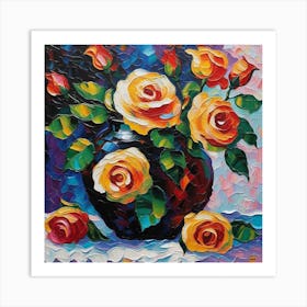 Roses In A Vase Art Print