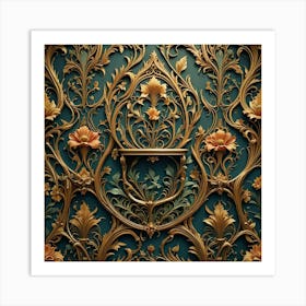 Gold Ornate Wallpaper Art Print