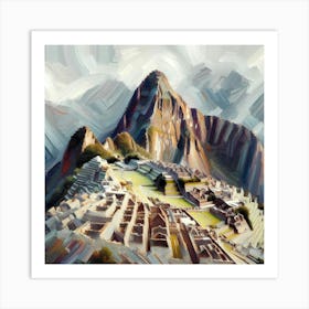 Brush Stroke Painting Machu Picchu In Peru 2 Art Print