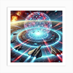 A Sci Fi Scene Tranquility Interceptor Defense Grid 1 Art Print