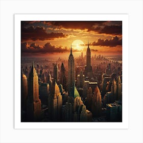 Sunset In New York City 1 Art Print