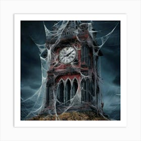 Clock Tower With Spider Webs Art Print