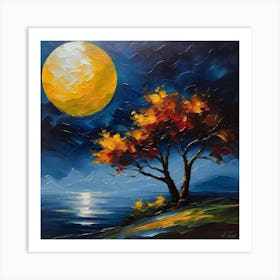 Moonlight By The Lake Art Print