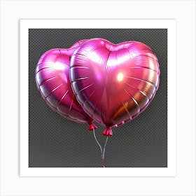 Two Pink Heart Shaped Balloons Art Print