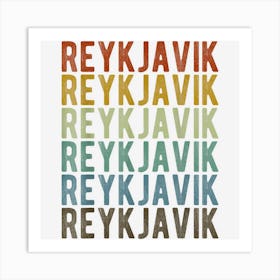 Reykjavik City Iceland Retro Art Print