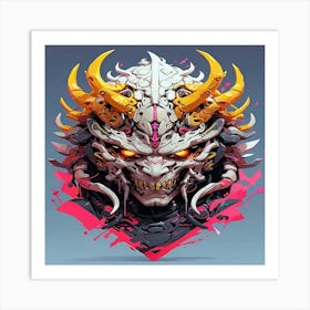 Default Vector Art Of A White Bone Monster Oni Samurai Mask An 7 Art Print