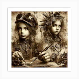 Steampunk Girls Art Print