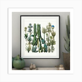 Cactus Print Jardin Majorelle, Morocco Vintage Botanical Art Print 2 Art Print