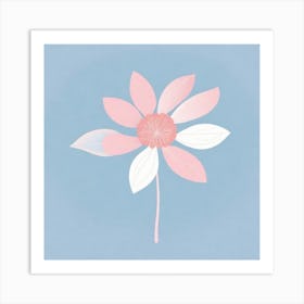 A White And Pink Flower In Minimalist Style Square Composition 145 Art Print