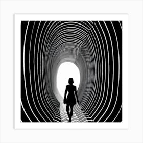 Woman Walking Through A Tunnel2 Art Print