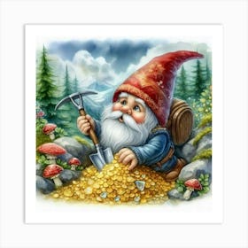 Gnome and His Gold Art Print