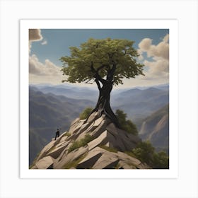 Tree On Top Of A Mountain 4 Art Print