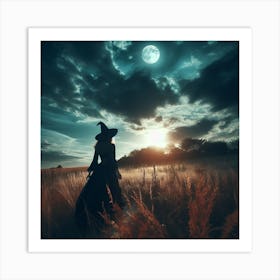 Witch In The Field Art Print