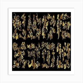 Gold Floral Pattern Art Print