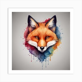 Fox Watercolor Painting Art Print