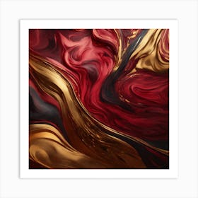 Abstract Red Gold Background Art Print