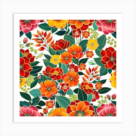 Floral Vector art, pattern tile  Art Print