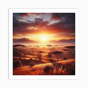 Sunset Over The Serengeti Art Print