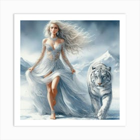 Tiger And Woman Art Print