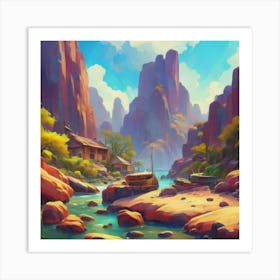 Landscape of valley rocks Art Print