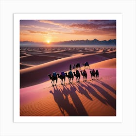 Camels In The Desert 2 Art Print