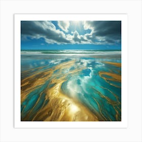 Sunlit Reflections on Golden Beach 3 Art Print