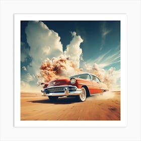 Classic Car In The Desert Art Print