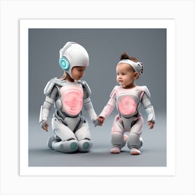 Two Children In Robot Suits 1 Art Print