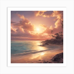 Sunset On The Beach 1 Art Print