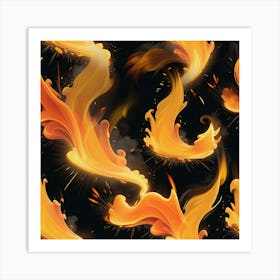 Seamless Pattern Of Fire Art Print