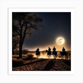 Moonlight Cowboys Art Print