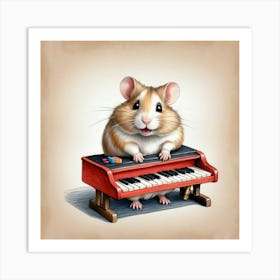 Hamster Playing Piano 10 Art Print