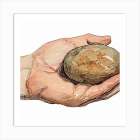 Hand Holding A Rock Art Print