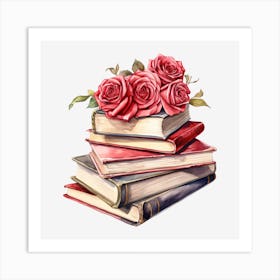 Roses On Books 1 Art Print