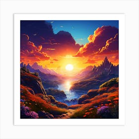 Sunset Over The Mountains Art Print