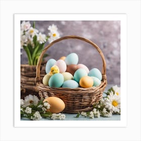 Easter Eggs In A Basket 6 Art Print