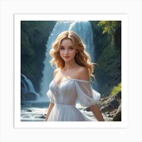 Beautiful Girl In A White Dress 4 Art Print