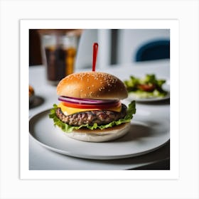 Hamburger On A Plate 29 Art Print