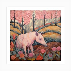 Tapir Pink Jungle Animal Portrait Art Print