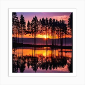 Sunset In The Forest 12 Art Print