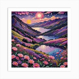 Sunset Over The Lake Art Print