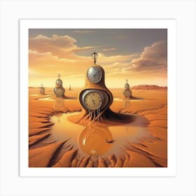 Clocks In The Desert 2 Art Print