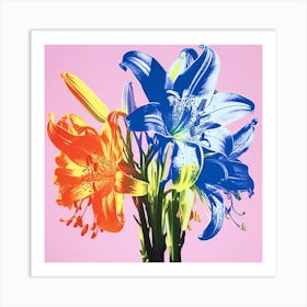 Andy Warhol Style Pop Art Flowers Lily 1 Square Art Print