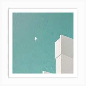 White Building With Blue Sky Art Print