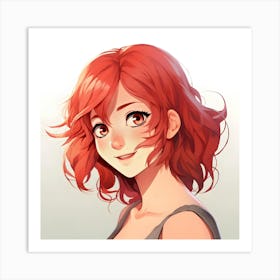 Anime Girl With Red Hair 3 Art Print