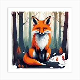 Fox In The Woods 41 Art Print