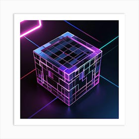 Neon Cube Art Print