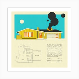 Mid Century Home Design Square Art Print