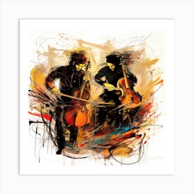 Dueling Cellos - Musicians At Play Art Print